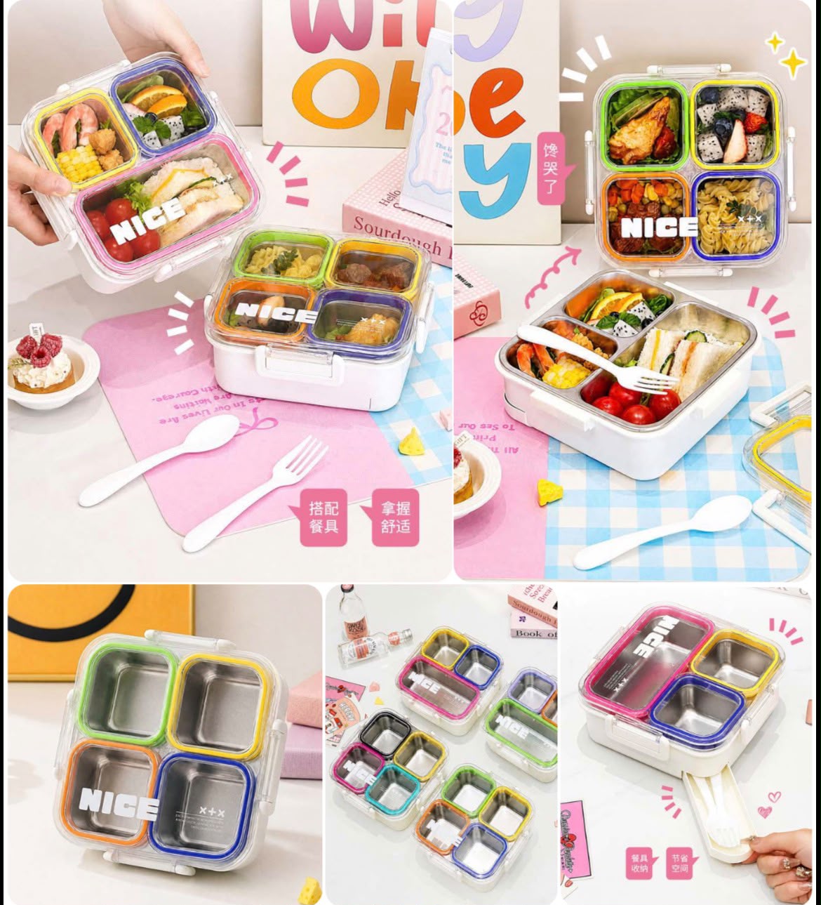 Viral Insulated SS leak proof 4 compartment Lunch box
