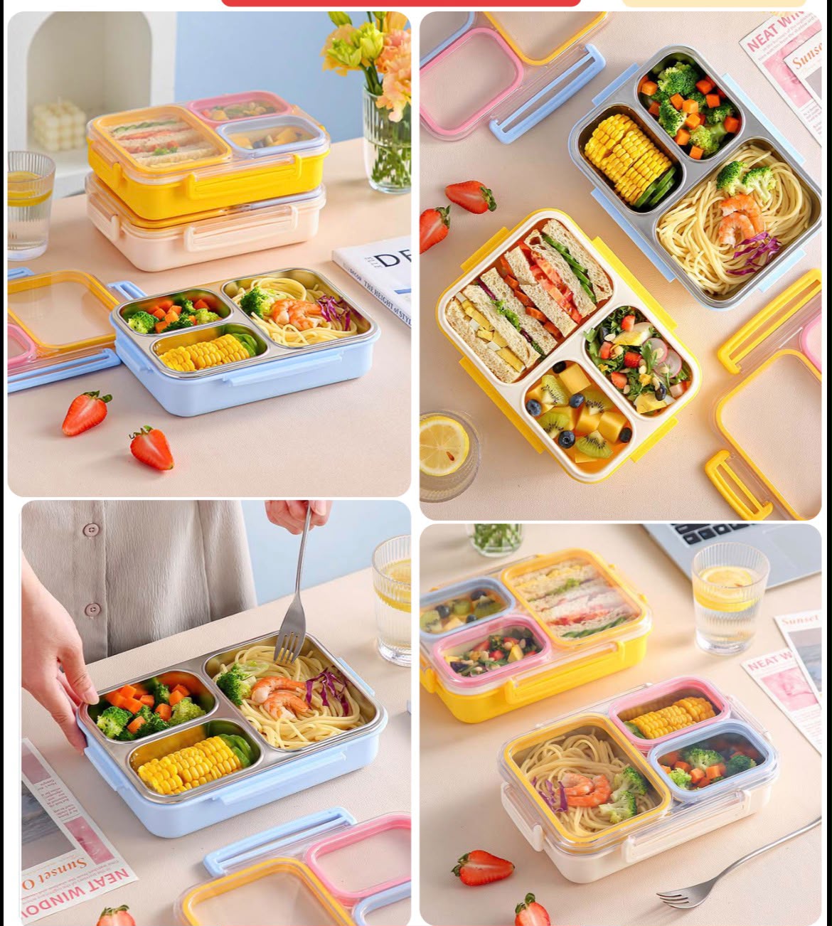 SS Leak Proof 3 compartment Lunch Box