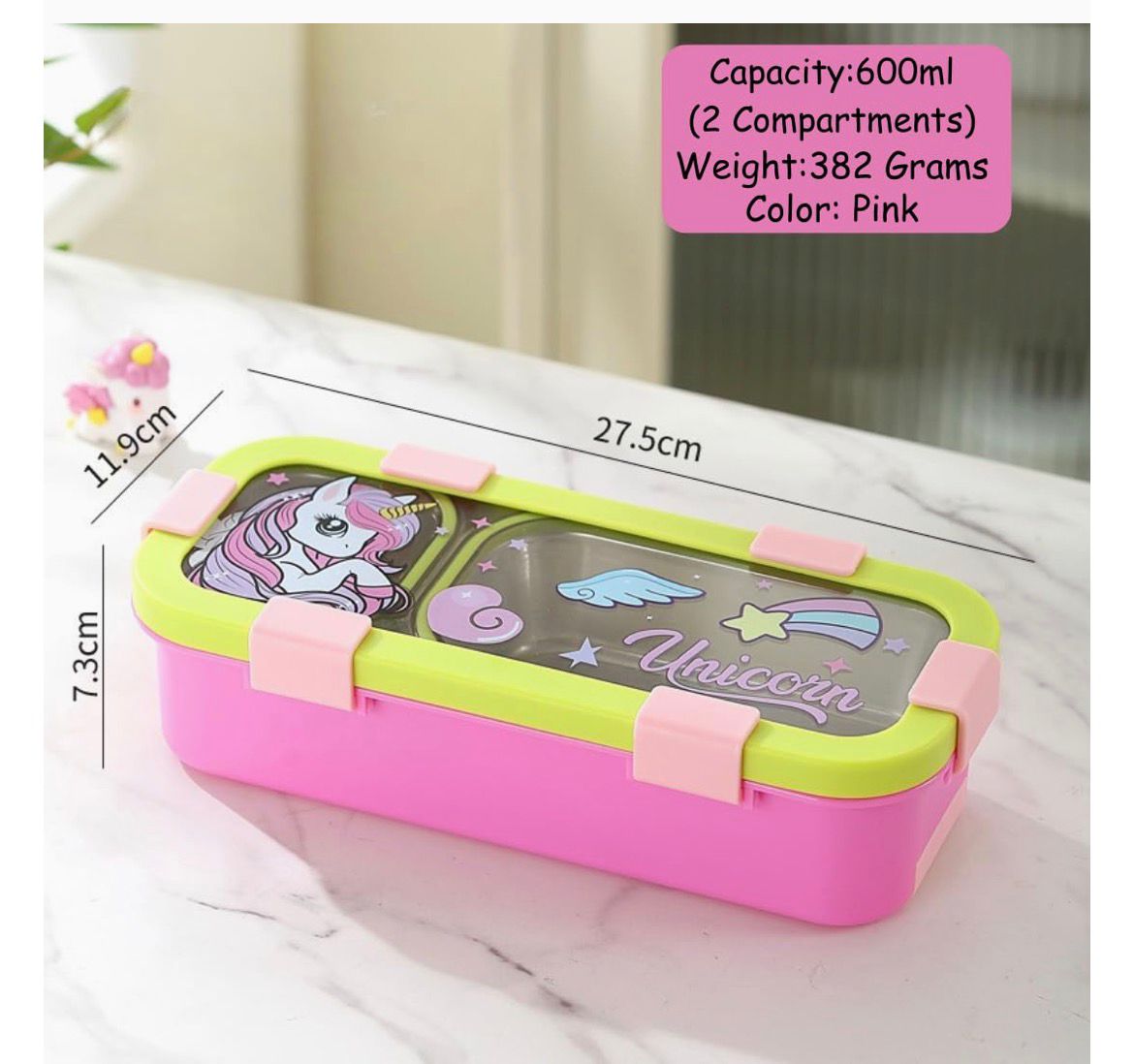 2 Compartment Lunch box Printed (Leak Proof)